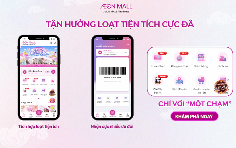 Trải nghiệm tải ứng dụng AEONMALL Vietnam mua sắm