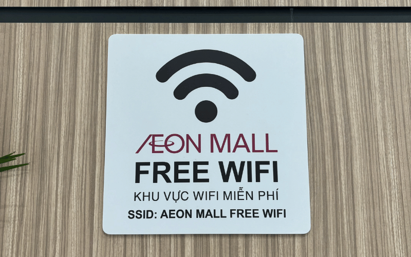 Biển chỉ dẫn wifi miễn phí tại trung tâm.