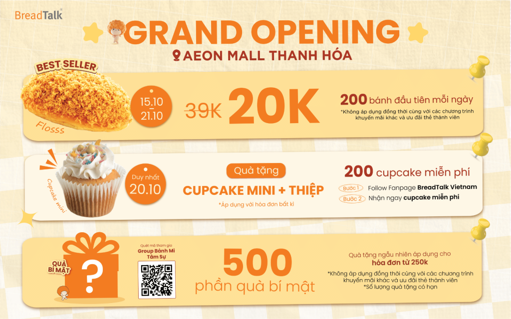BREADTALK ƯU ĐÃI KHAI TRƯƠNG – CHÀO NHÀ MỚI